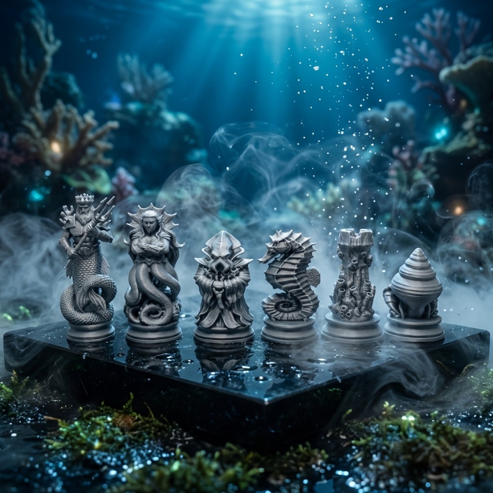3D Printing Chess - 16 Parça Okyanus Mitolojisi Satranç Figürleri