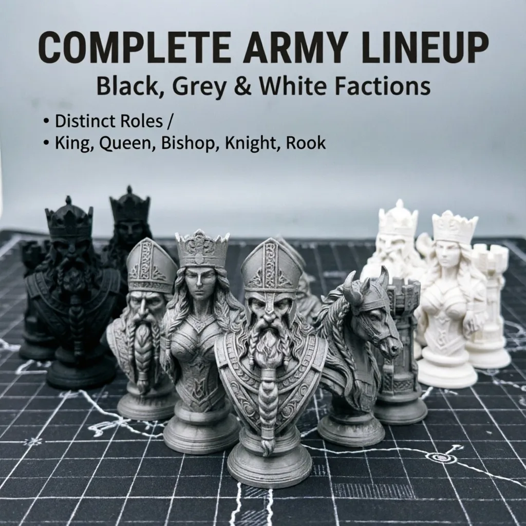 3D Printing Chess - 10cm 3D Baskılı Satranç Taşları, İskandinav