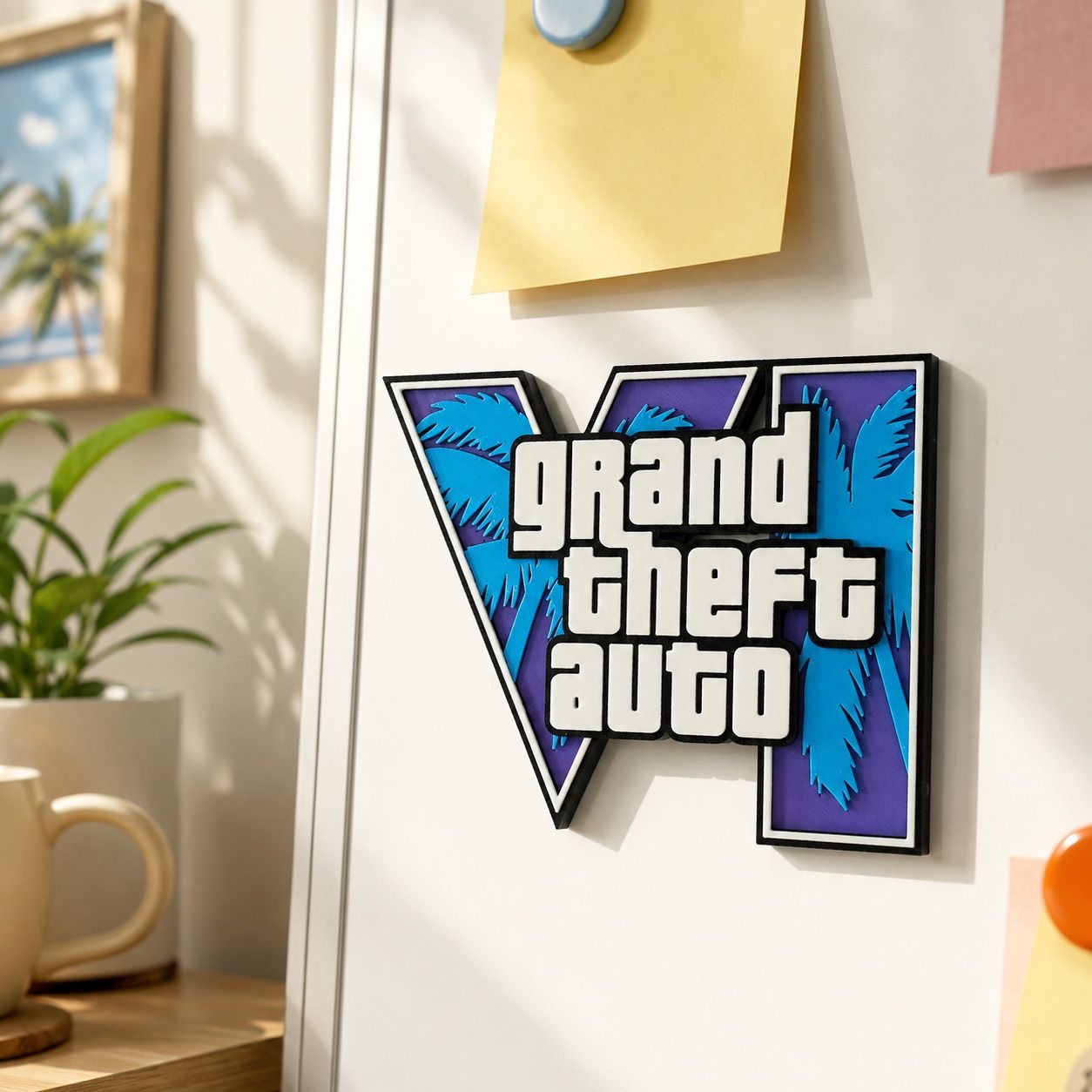 GTA6 3D Baskılı Logo Manyetik  - 3D Printing Examples incelemesi ve fiyatı