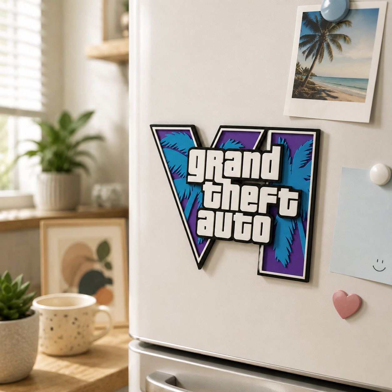 GTA6 3D Baskılı Logo Manyetik  - 3D Printing Examples incelemesi ve fiyatı